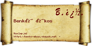 Benkő Ákos névjegykártya